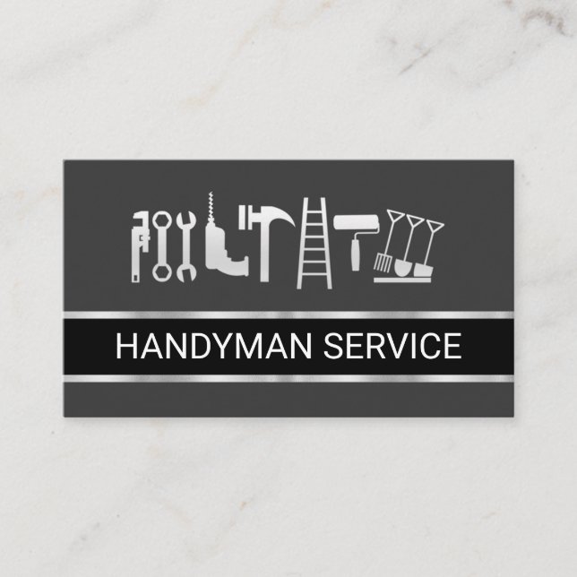 Falska Silver Handyman Verktyg Skikt Visitkort (Framsida)