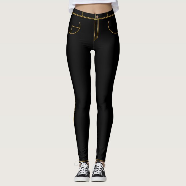 Falska svarta denimleggings leggings (Framsida)