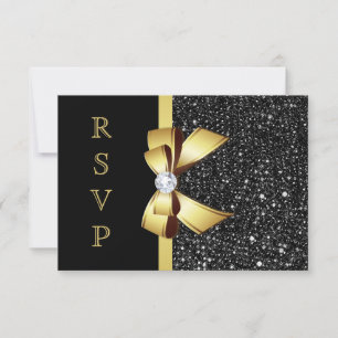Falska svarta glittrande guldslinga RSVP OSA Kort