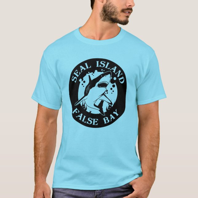 Falska viken på sialön - Dyka med hajar T Shirt (Framsida)