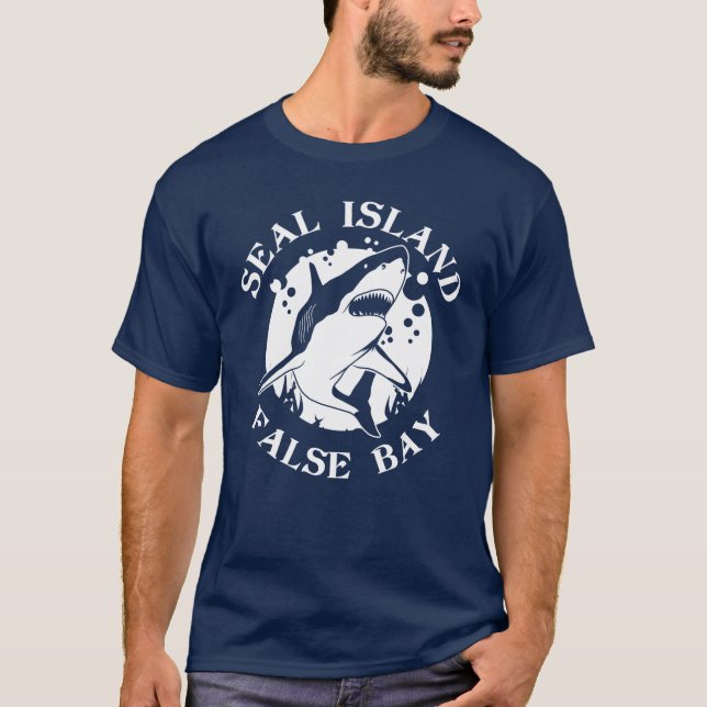 Falska viken på sialön - Dyka med hajar T Shirt (Framsida)