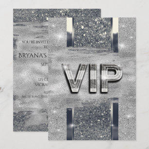 Falskt blank silver metallisk VIP-fest inbjudan