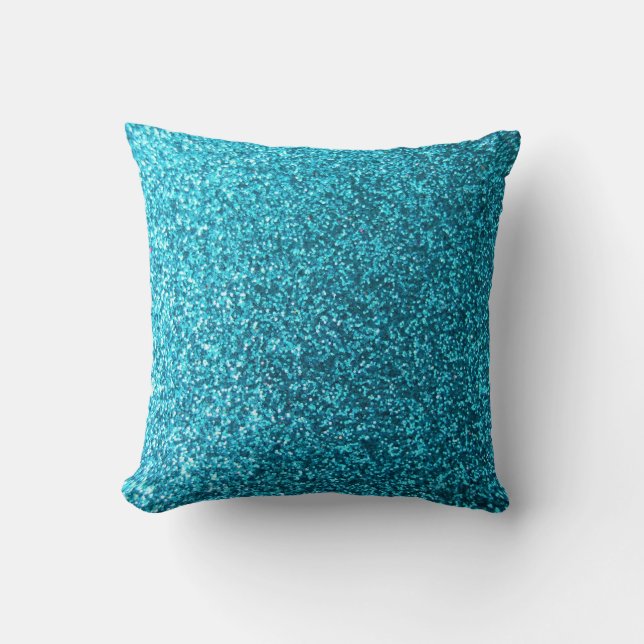 Falskt Blått Glitter Kudde (Framsida)
