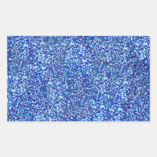 Falskt Blått Glitter Tom Mall Glamourös Klassisk Rektangulärt Klistermärke