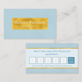 Falskt Blått Läder Och Guld Folie Loajalitetskort Visitkort