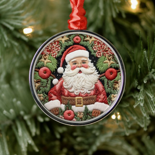 Falskt broderad tomte jul julgransprydnad metall (Träd)