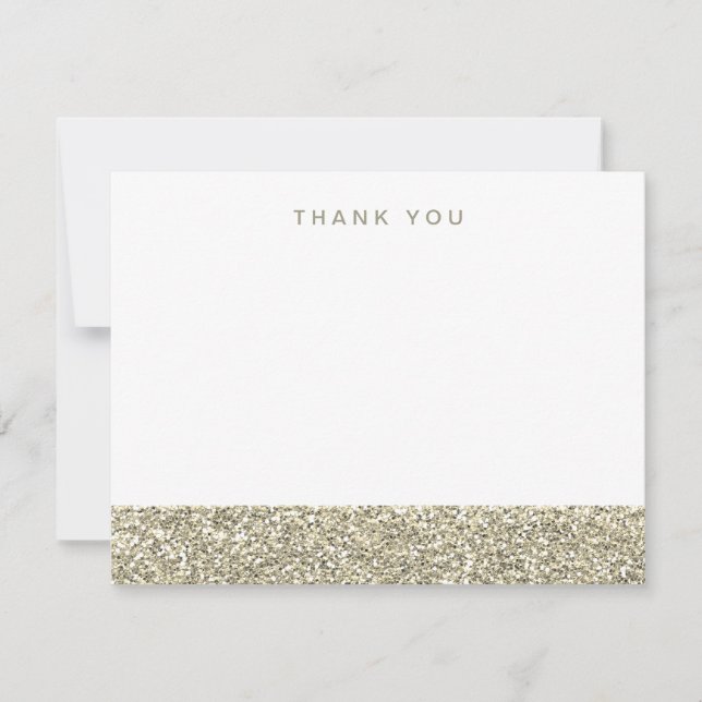 Falskt Champagne Guld Glitter Tack Kort (Framsida)