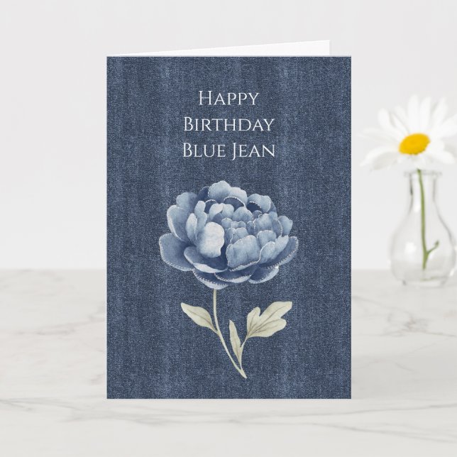 Falskt Denim Blå Jean Blomma Kort (Liten växt)