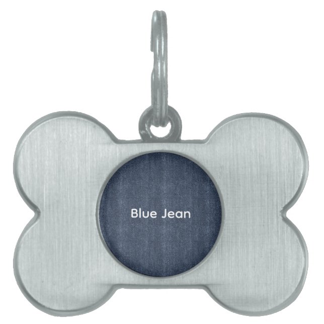 Falskt Denim Blå Jean Födelsedag ID-bricka Husdjur (Framsidan)
