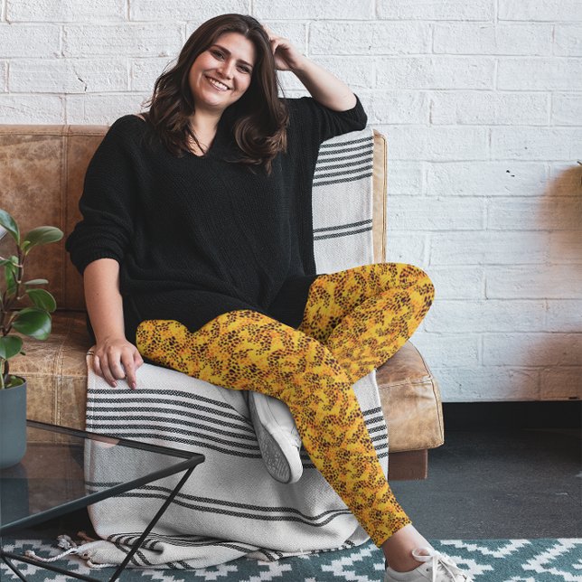Falskt djurtrycksmönster gult leggings (Skapare uppladdad)