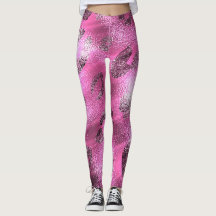 Falskt folieglänsande silver och rosa leopardtryck