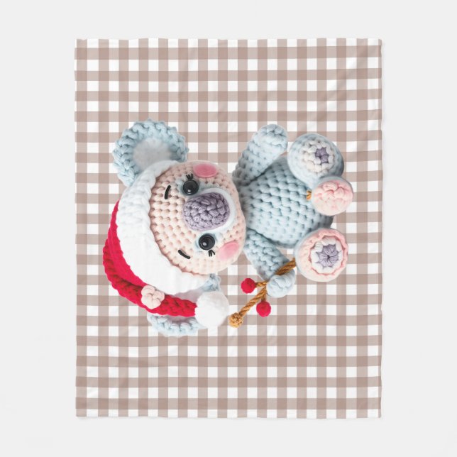 Falskt garn Koala juldesign med notch-hook Fleecefilt (Framsidan)