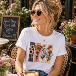 Falskt garn Retro Vilda blommor skjorta, Botanisk T Shirt