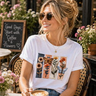 Falskt garn Retro Vilda blommor skjorta, Botanisk  T Shirt
