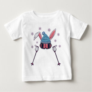 Falskt garn skidåkande kanin vinter humor t shirt
