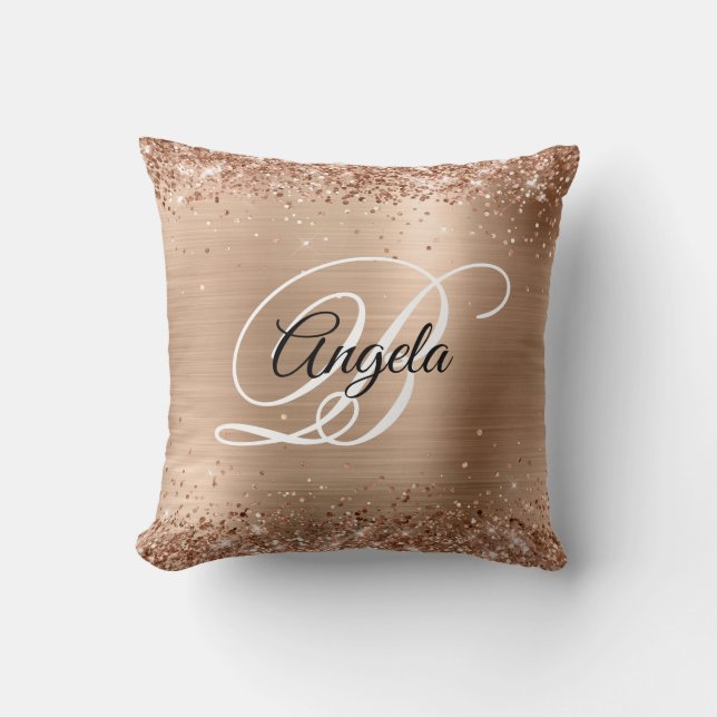 Falskt glänsande blekt koppar glitterfolie fancy m kudde (Framsida)