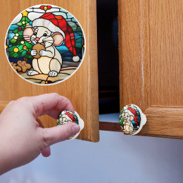 Falskt Glas-inspirerad Julmus som äter kaka Knopp