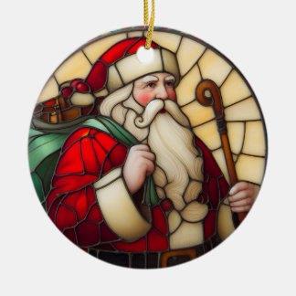 Falskt Glasfärgat Tomte Julgransprydnad 2 Keramik