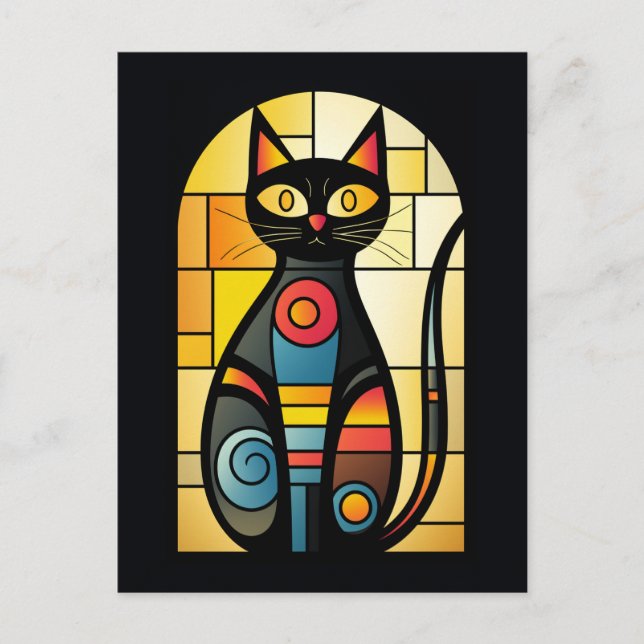 Falskt Glasflöjt Katt Vykort (Framsida)
