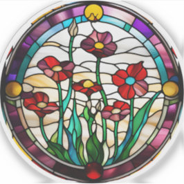 Falskt glasmåleri Rund blomsterträdgård dekal