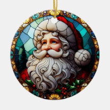 Falskt glasmålning Santa julgransprydnad 5