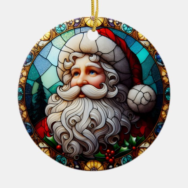 Falskt glasmålning Santa julgransprydnad 5 Keramik (Framsidan)