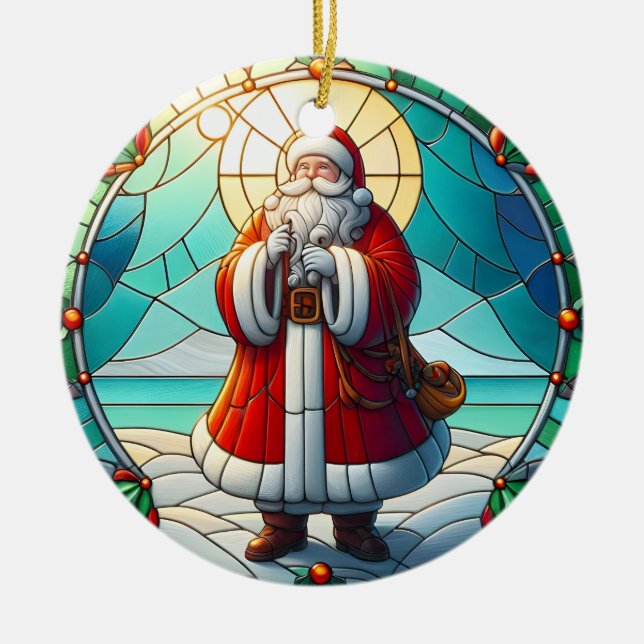 Falskt glasmålning Tomte Julgransprydnad 1 Keramik (Framsidan)