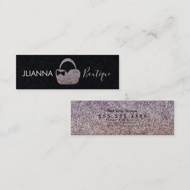 Falskt Glitter Boutique Kläder Svart Mini Visitkort (Fram/baksida)