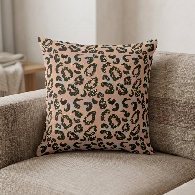 Falskt glitter leopardtryck kastkudde kudde (Animal Print Pillow)