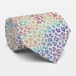 Falskt glitter regnbåge leopardtryck slips