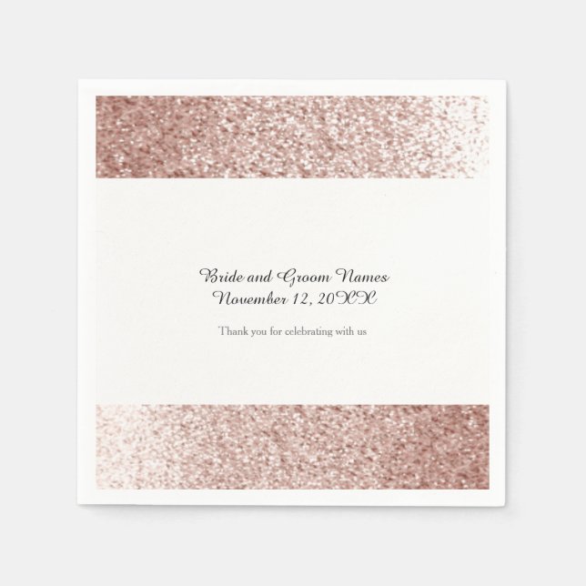 Falskt glitter roséguld pappersservett (Framsidan)