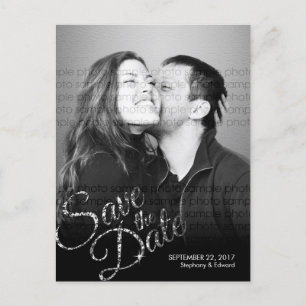 Falskt glitter silver save the date foto vykort