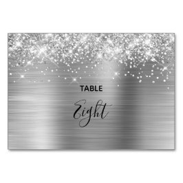 Falskt glitter silverfolie bröllop bordsnummer