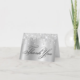Falskt gnistrande ljust silver glitterdroppar ombr tack kort