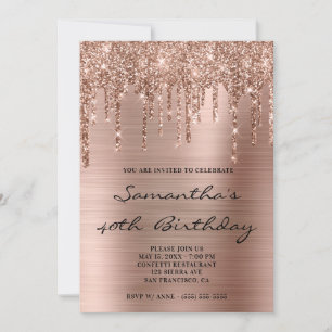 Falskt gnistrande roséguld glitterdroppad folie fö inbjudningar