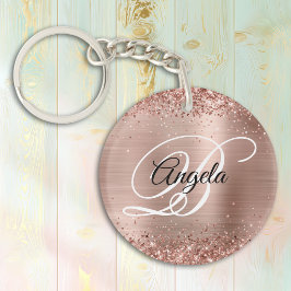 Falskt gnistrande roséguld glitterfolie med monogr