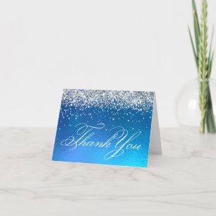 Falskt gnistrande silverglitter hav ombré folie tack kort
