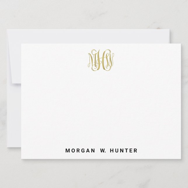 Falskt Guld 3 Initial Vinstock Skript Monogram Gör Tack Kort (Skapare uppladdad)