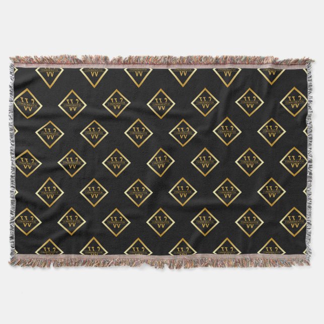 Falskt guld Axis Monogram – Svart & Guld Filt (Framsidan)