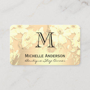 Falskt guld borstat klassiskt monogram blommönster visitkort