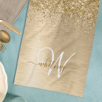 Falskt guld borstat metall glittertryck monogram