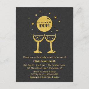 Falskt Guld Champagneglas Redo att Spricka Bebisdu Inbjudningar