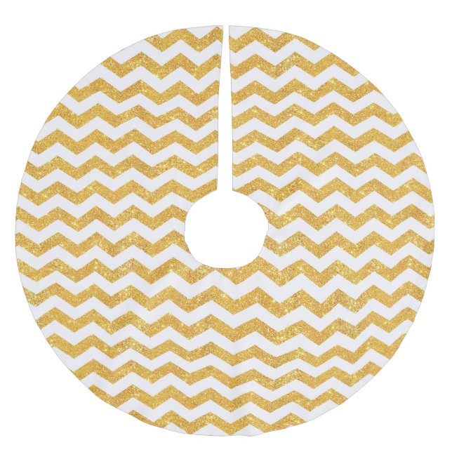 Falskt guld-chevron - Julgran duk Julgransmatta Borstad Polyester (Framsidan)