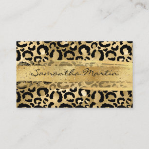 Falskt guld folie glitter penseldrag leopard visitkort