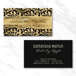 Falskt guld folie glitter penseldrag leopard visitkort