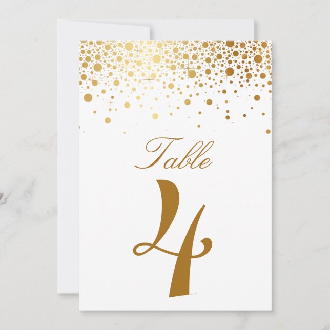 Falskt guld folie konfetti elegant bord nummer kor inbjudningar (Framsida)