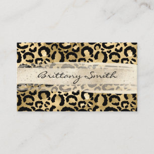 Falskt guld folie leopard champagne penseldrag visitkort
