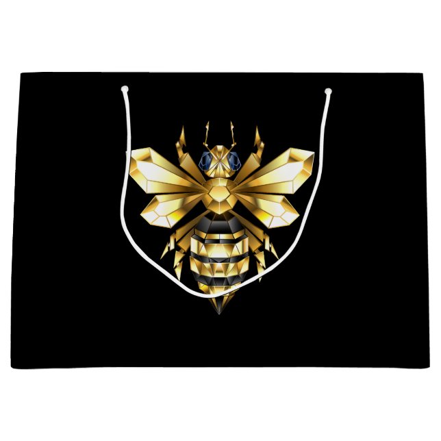 Falskt guld folie logotyp bin polygonal på svart (Framsidan)
