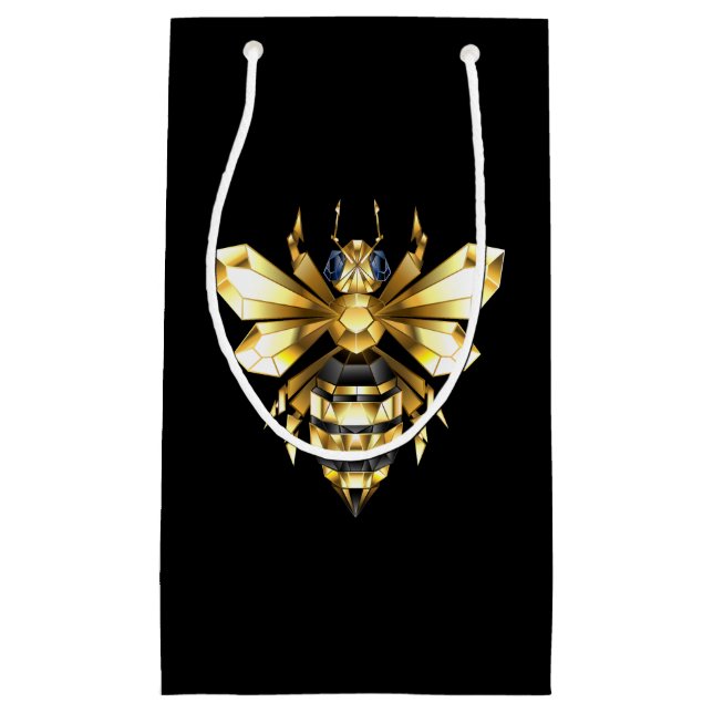 Falskt guld folie logotyp bin polygonal svart (Framsidan)