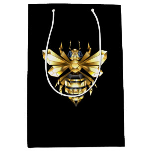 Falskt guld folie logotyp bin polygonal svart